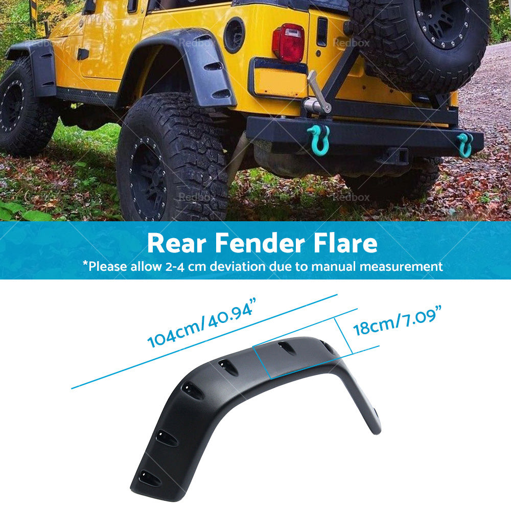 For Jeep Wrangler TJ 97-06 Pocket Style Matte Black Fender Flares Jungle Guard