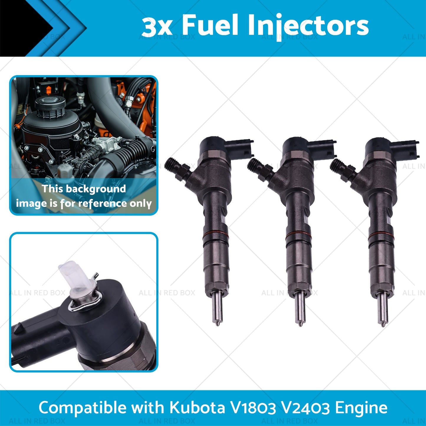 {{ 3x Fuel Injectors Suitable for Kubota V1803 V2403 Engine Tractor MX5200F L3301DT }} - Buy Car Parts Online at {{ Kaka Auto Parts }}.