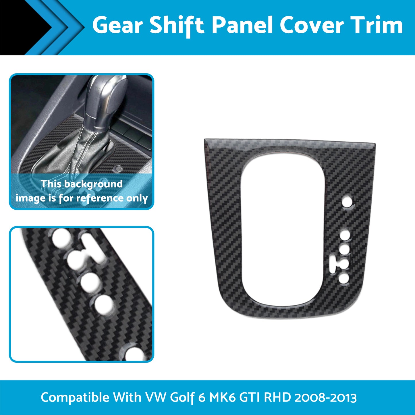 {{ Carbon Gear Shift Panel Cover Trim Suitable For VW Golf 6 MK6 GTI RHD 2008-2013 }} - Buy Car Parts Online at {{ Kaka Auto Parts }}.