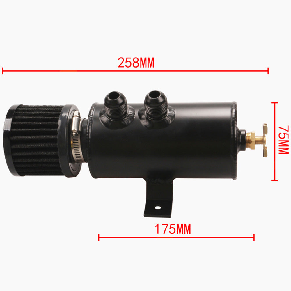 Aluminium Baffled Engine Oil Catch Can 0. 75L 2 Port AN10 3M Hose Fitting Kit