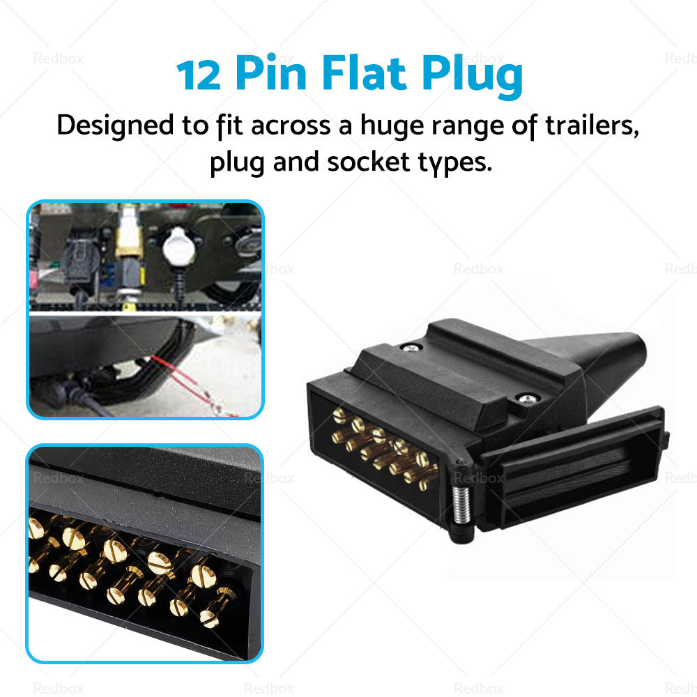 82171BL 12 Pin Flat Connector Plug Suitable For Trailer Caravan Boat Vehicle