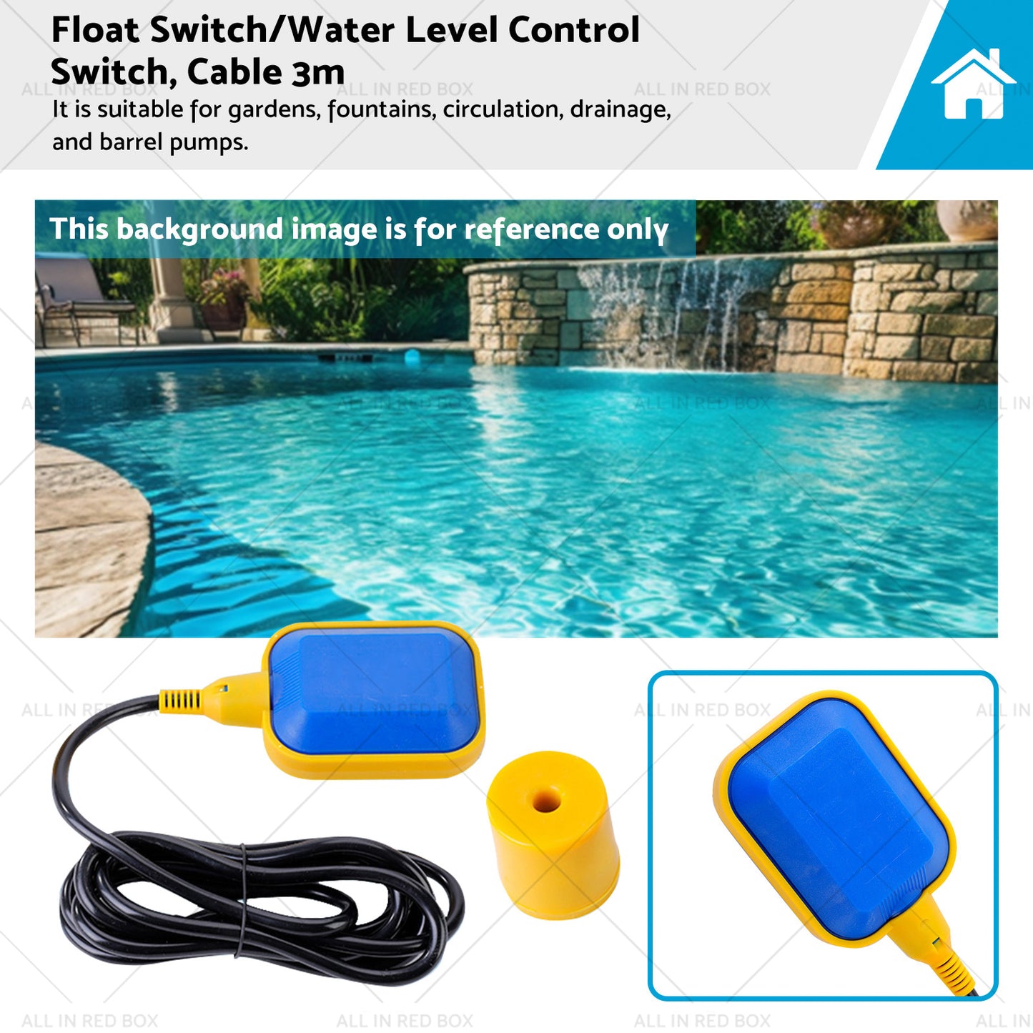 {{ Float Switch or Water Level Control Switch, Cable 3m }} - Buy Car Parts Online at {{ Kaka Auto Parts }}.