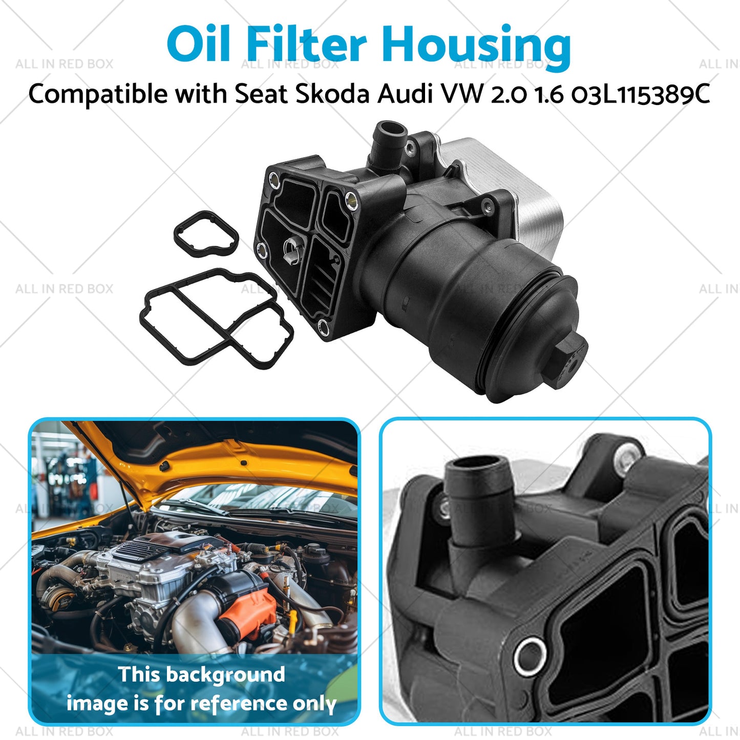 {{ 1x Oil Filter Housing Filter Cap and Gasket Suitable For Seat Skoda Audi VW 2. 0 1. 6 }} - Buy Car Parts Online at {{ Kaka Auto Parts }}.