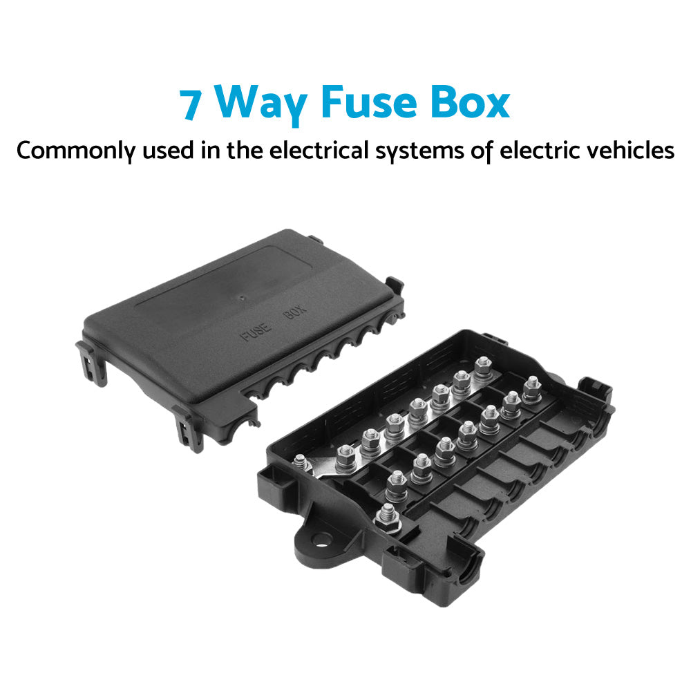 7 Way Multi Fuse Block Box Holder 9PCS 12-32V FUSES INCLUDED Car Auto