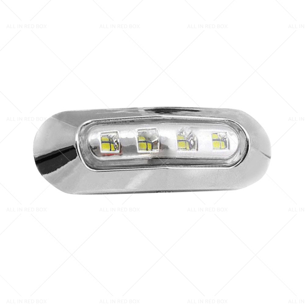 {{ 10X White 4 LED Side Marker Lamp Clearance Light Truck Trailer Lorry Chrome Lamp }} - Buy Car Parts Online at {{ Kaka Auto Parts }}.