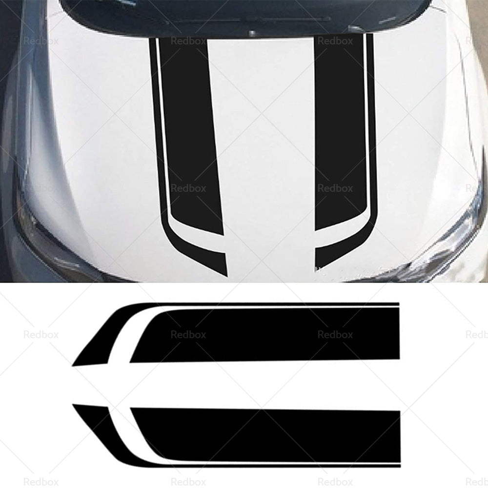 {{ 2pcs Wide Black Racing Car Hood Stripe Decal Auto Vinyl Bonnet Sticker Universal }} - Buy Car Parts Online at {{ Kaka Auto Parts }}.