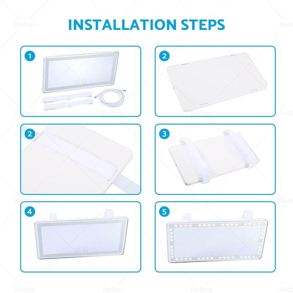 Car Sun Visor LED Makeup Cosmetic Mirror Set with 3 Type Light Touch Screen New