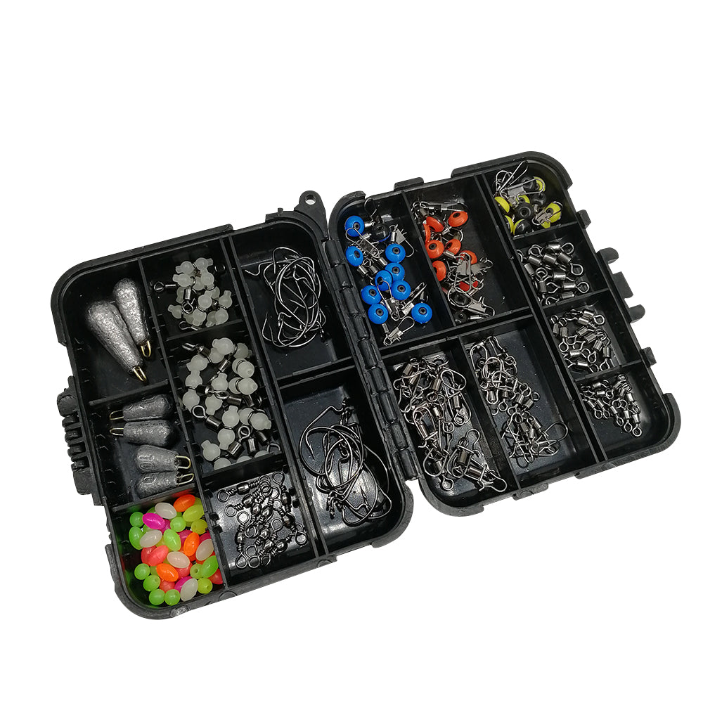 177Pcs Pro Fishing Accessories Kit w or Tackle Box For Outdoor Swivels Hook Beads