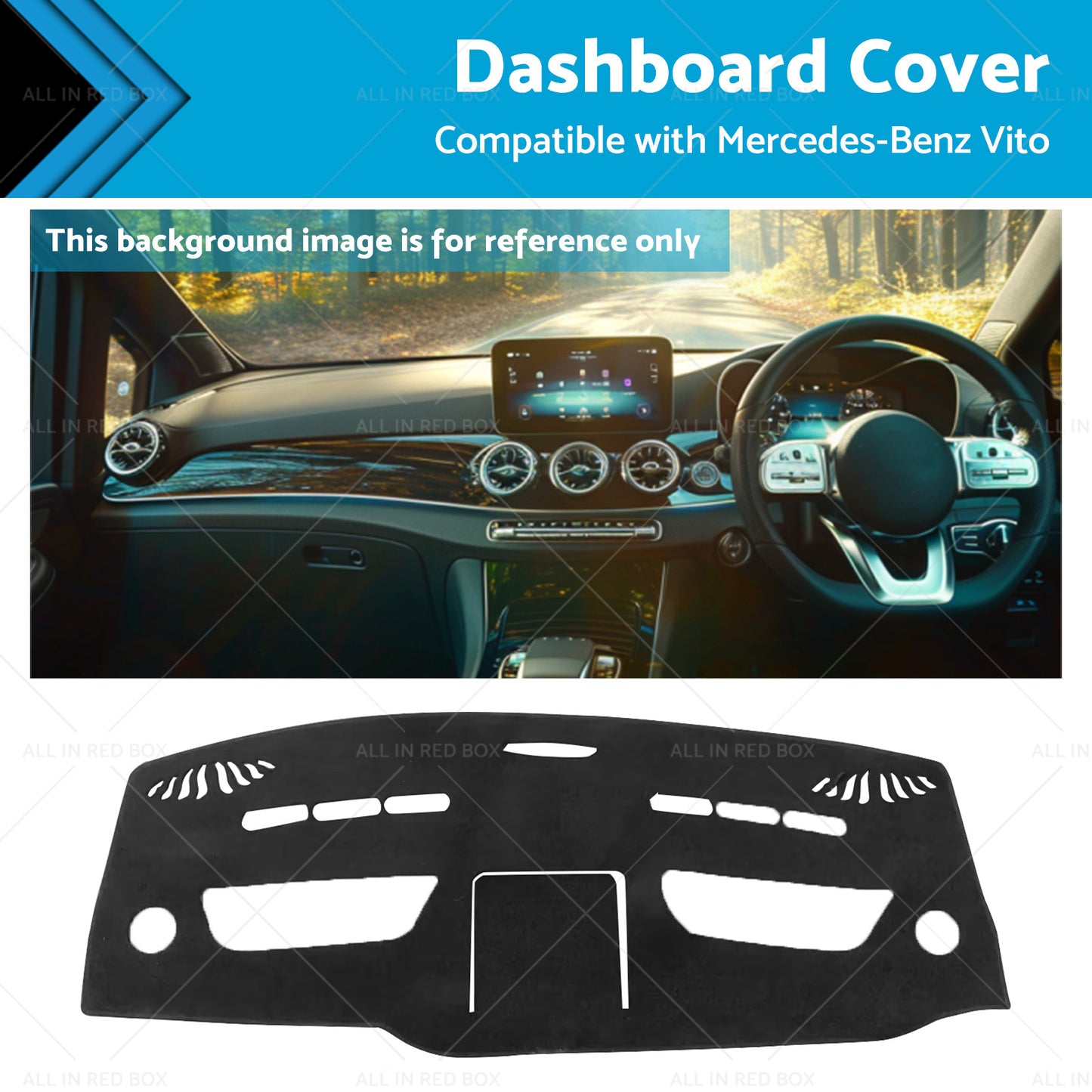 {{ Dashboard Cover Suitable for Mercedes Vito Chassis 447 7 or 2014-On Black Dash Mat }} - Buy Car Parts Online at {{ Kaka Auto Parts }}.