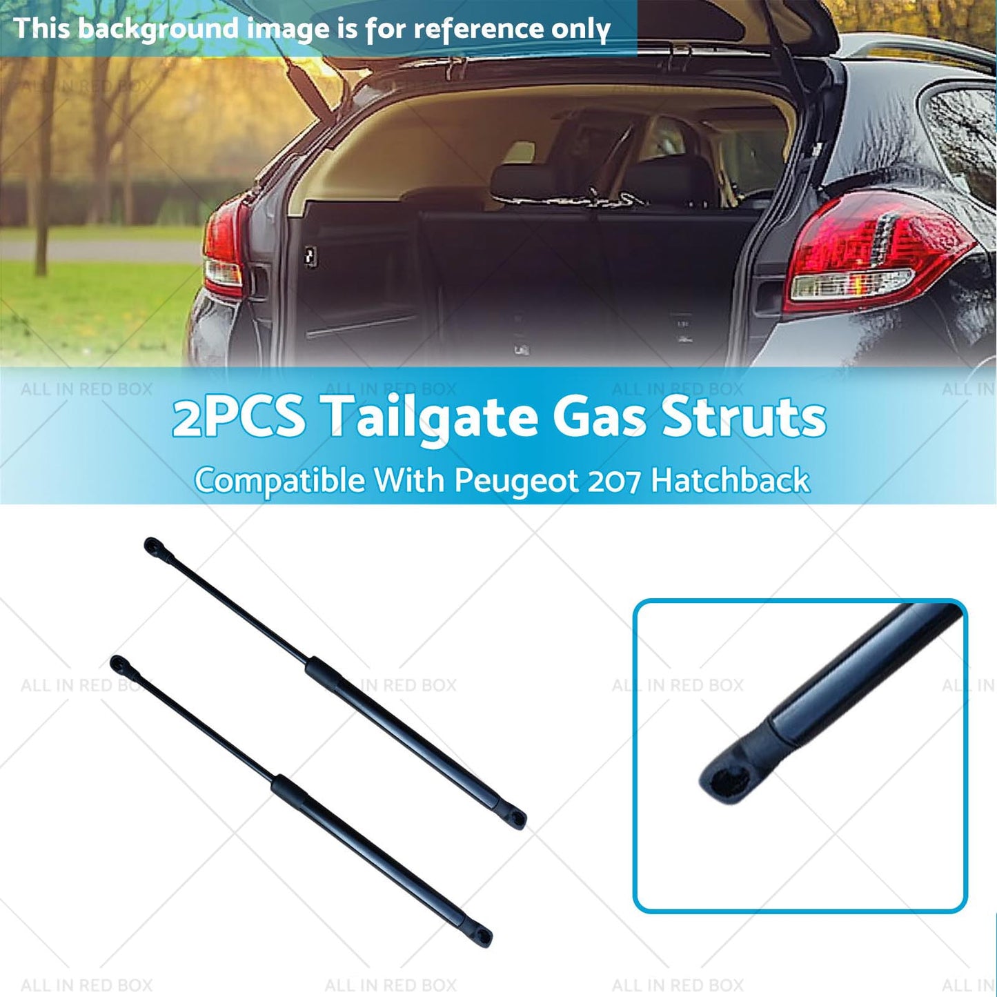 2PCS Tailgate Gas Struts Set Suitable For Peugeot 207 Hatchback 9659789480 Black