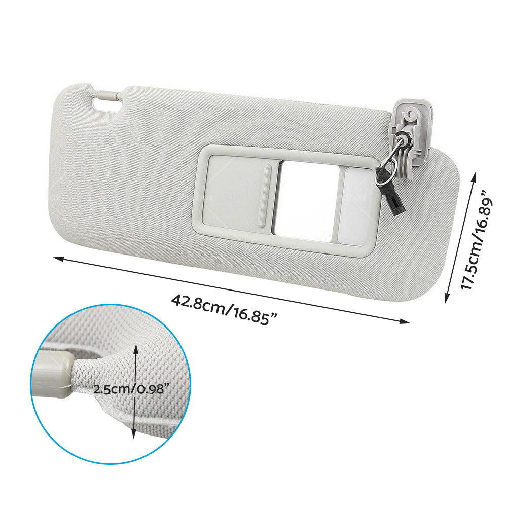 RH Right Side Sun Visor Sunvisor Sunshade Mirror For Mazda CX-9 2010-2015 Gray