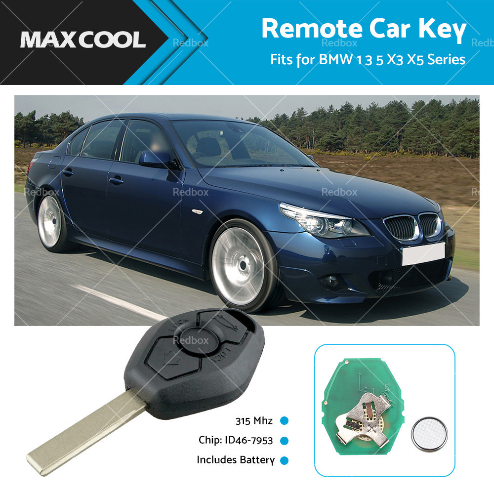 315MHz Remote Car Key w or Chip ID46-7953 For BMW 3 5 Series X3 X5 CAS2 3 Buttons