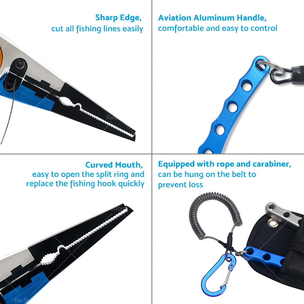 7. 9 Aluminium Fishing Pliers Hook Remover Line Cutting Mono Braid Fish Grip