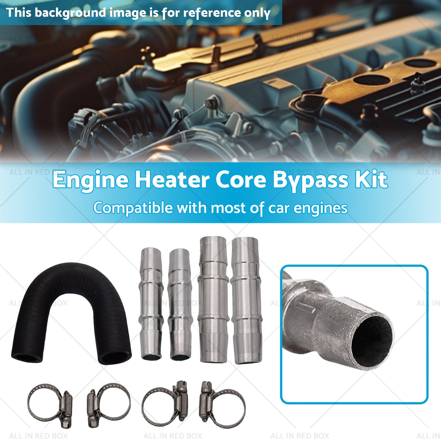 {{ Car Engine Heater Core Bypass Kit 5 or 8in 3 or 4in Hose Fitting Aluminum For Most }} - Buy Car Parts Online at {{ Kaka Auto Parts }}.