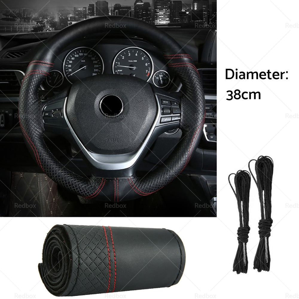 {{ Premium Leather DIY Car Steering Wheel Cover Auto Protection Needle 38cm }} - Buy Car Parts Online at {{ Kaka Auto Parts }}.