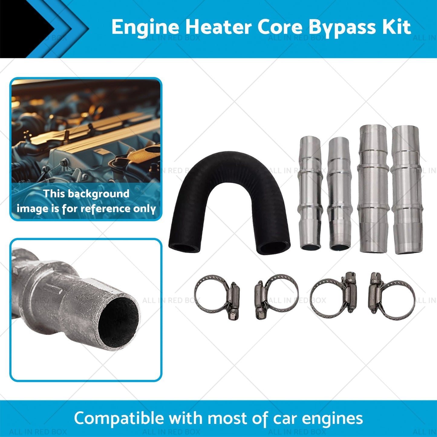 {{ Car Engine Heater Core Bypass Kit 5 or 8in 3 or 4in Hose Fitting Aluminum For Most }} - Buy Car Parts Online at {{ Kaka Auto Parts }}.