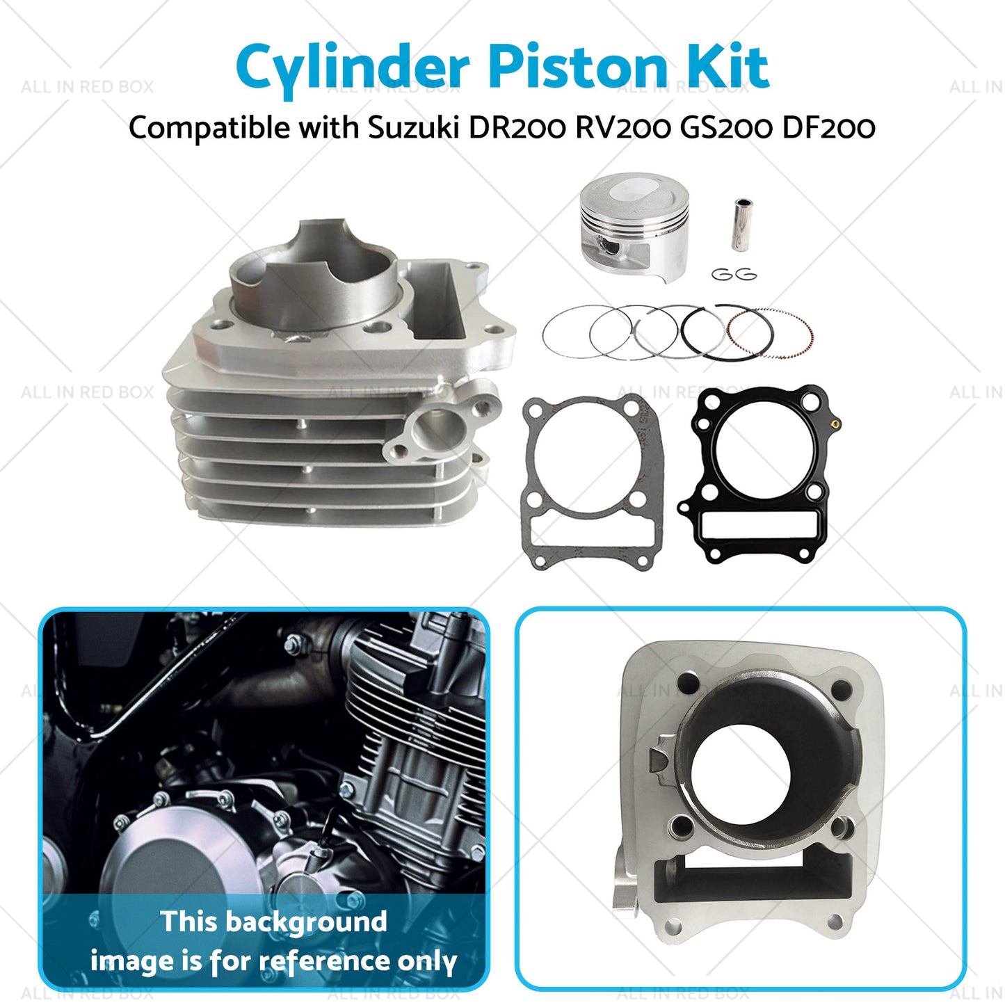 {{ Cylinder Piston 66mm Suitable Suzuki DR200 RV200 GS200 DF200 SP200 Top End Kit }} - Buy Car Parts Online at {{ Kaka Auto Parts }}.