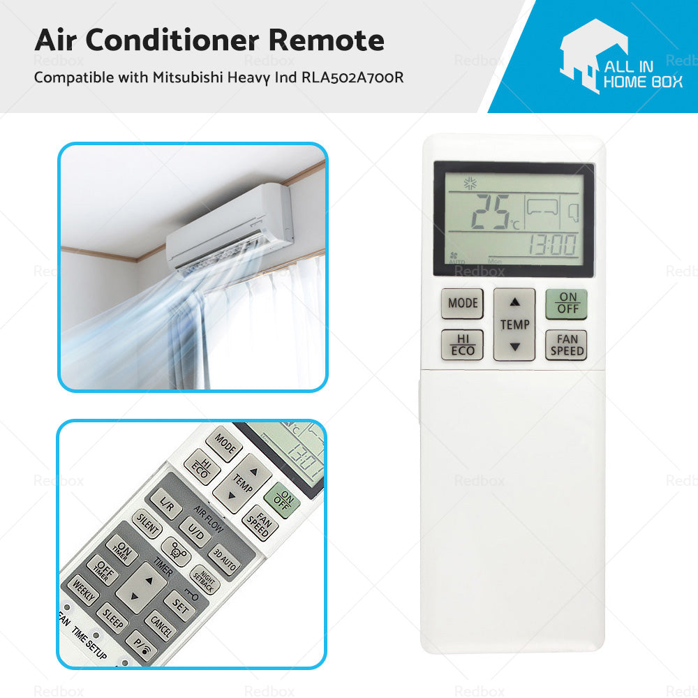 {{ A or C Air Conditioner Remote Control RLA502A700B Suitable for Mitsubishi Heavy Ind }} - Buy Car Parts Online at {{ Kaka Auto Parts }}.