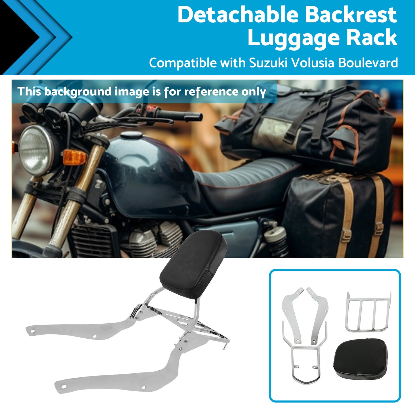 {{ Backrest Sissy Bar W Luggage Rack Suitable For Suzuki Boulevard C50 2005-2011 }} - Buy Car Parts Online at {{ Kaka Auto Parts }}.