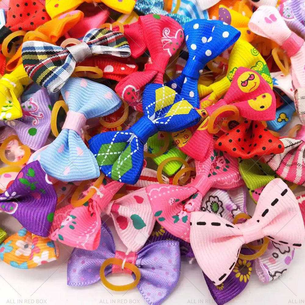 {{ Up To 100PCS Pet Small Dog Hair Bows Rubber Bands Puppy Cat Grooming Accessory }} - Buy Car Parts Online at {{ Kaka Auto Parts }}.