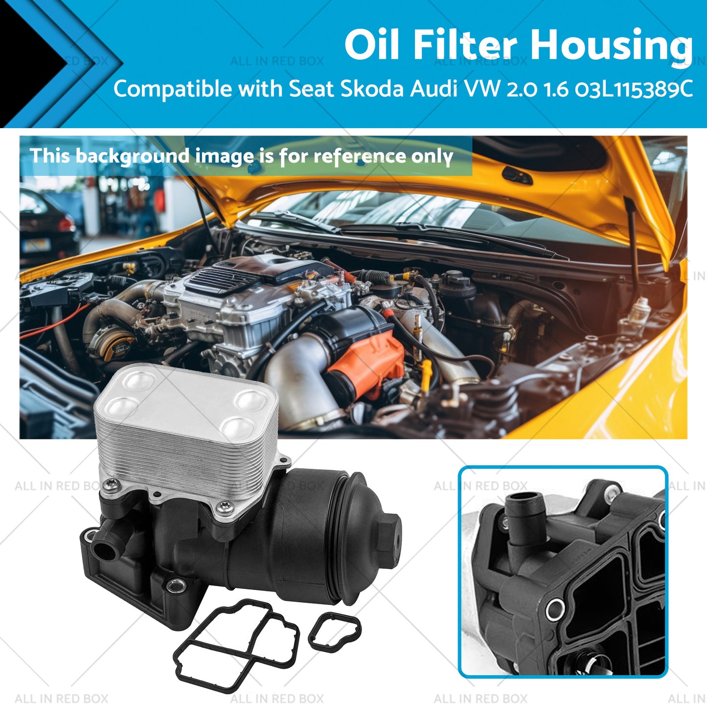 {{ 1x Oil Filter Housing Filter Cap and Gasket Suitable For Seat Skoda Audi VW 2. 0 1. 6 }} - Buy Car Parts Online at {{ Kaka Auto Parts }}.