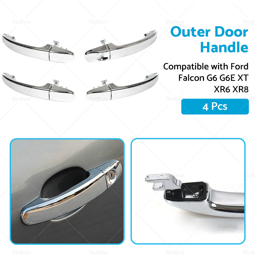 {{ Full Set 4PCS Outer Door Handle Chrome Suitable For Ford FG Falcon G6 XT XR6 XR8 }} - Buy Car Parts Online at {{ Kaka Auto Parts }}.