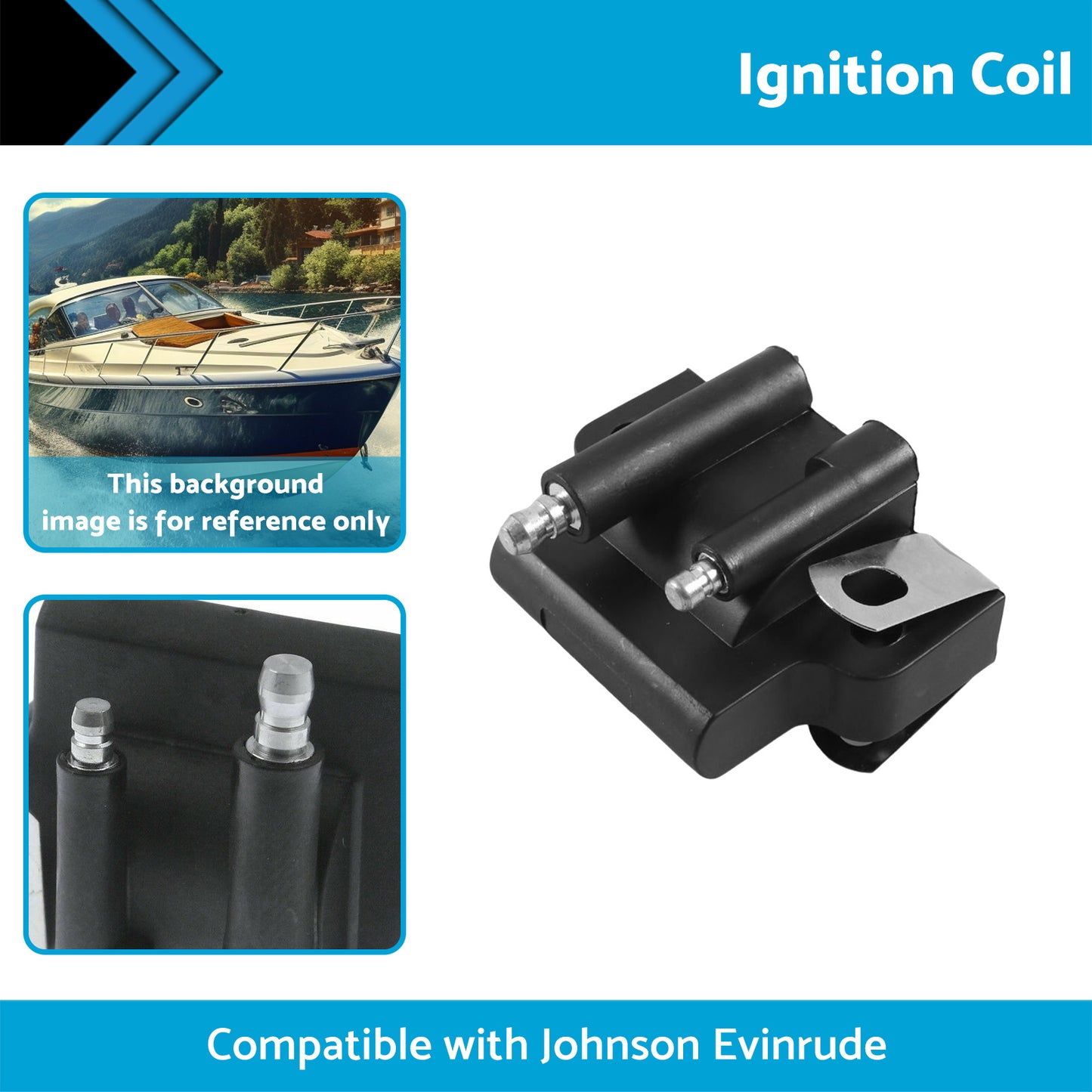 {{ 1x Ignition Coil Suitable for Johnson Evinrude 2-Stroke 8-300HP Motor 582508 }} - Buy Car Parts Online at {{ Kaka Auto Parts }}.
