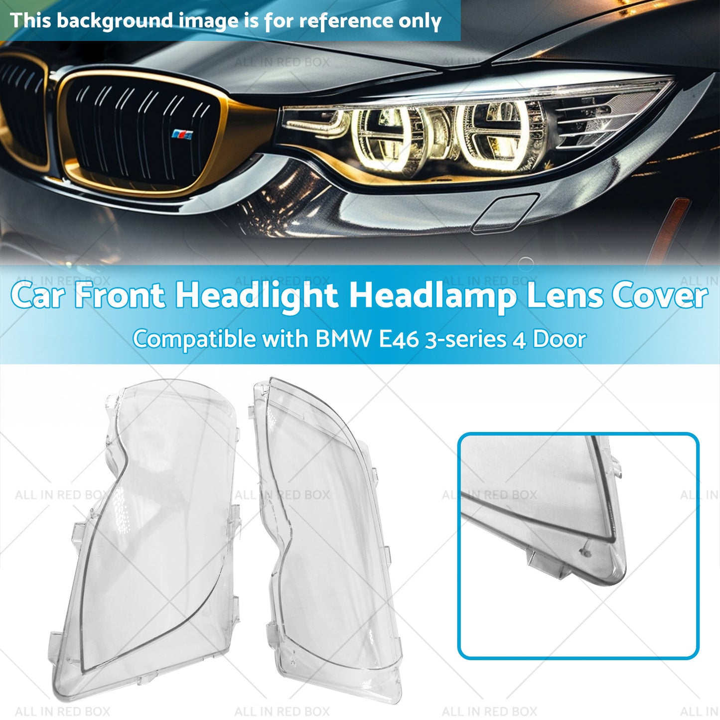 {{ Car Front Headlight Headlamp Lens Cover Suitable for BMW 3-Series E46 4 Door }} - Buy Car Parts Online at {{ Kaka Auto Parts }}.
