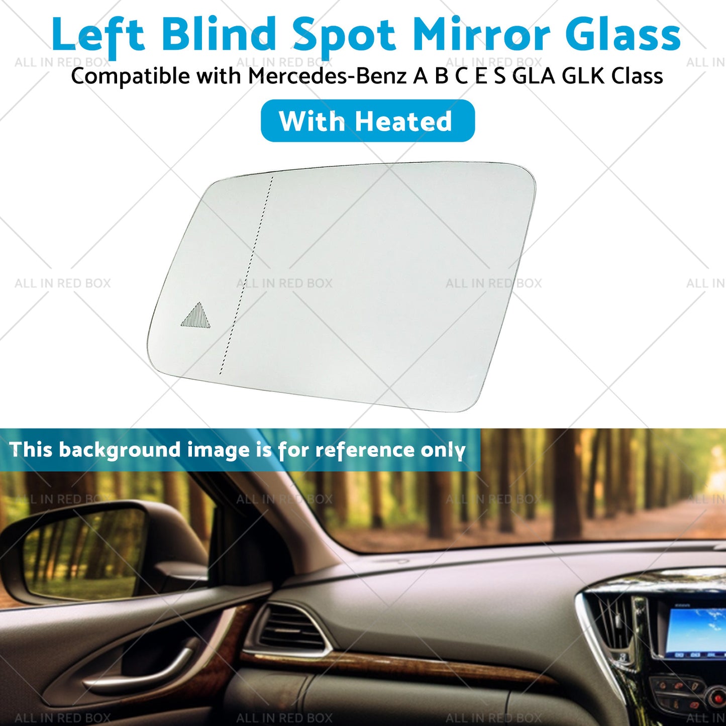 {{ Left Blind Spot Mirror Glass Suitable for Mercedes-Benz ABCES GLA GLK Class W204 }} - Buy Car Parts Online at {{ Kaka Auto Parts }}.