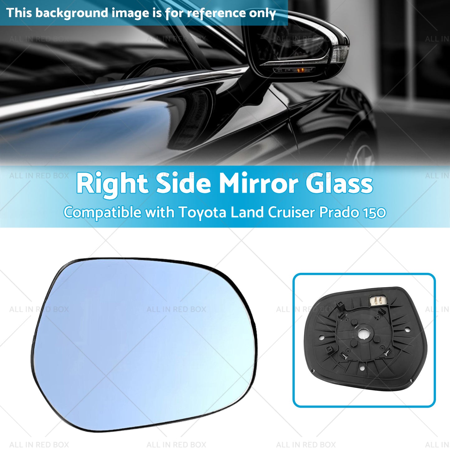 {{ Right Side mirror glass with Plate Suitable for Toyota LandCruiser Prado 150 09- }} - Buy Car Parts Online at {{ Kaka Auto Parts }}.