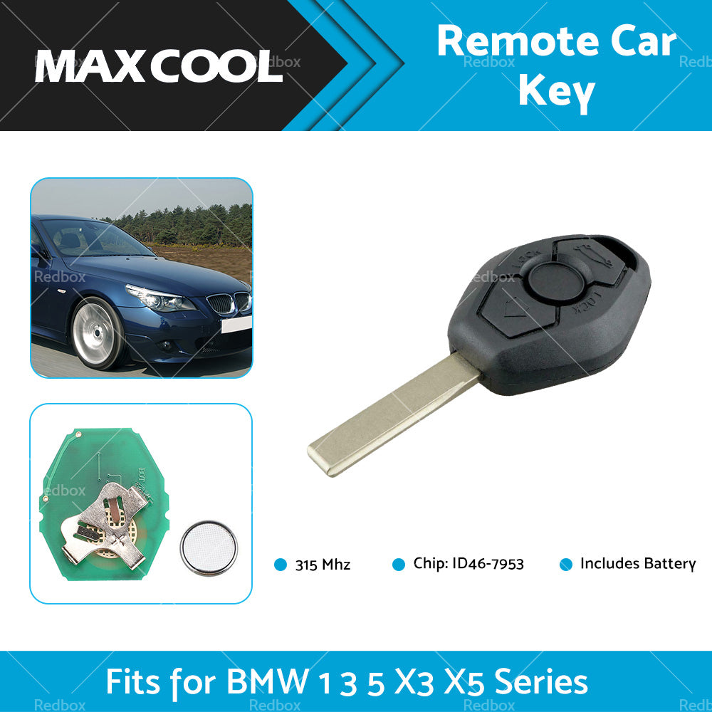 315MHz Remote Car Key w or Chip ID46-7953 For BMW 3 5 Series X3 X5 CAS2 3 Buttons
