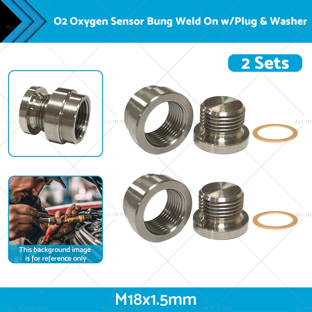2 SETS O2 Oxygen Sensor Bung Weld On w or Plug and Washer M18x1. 5mm