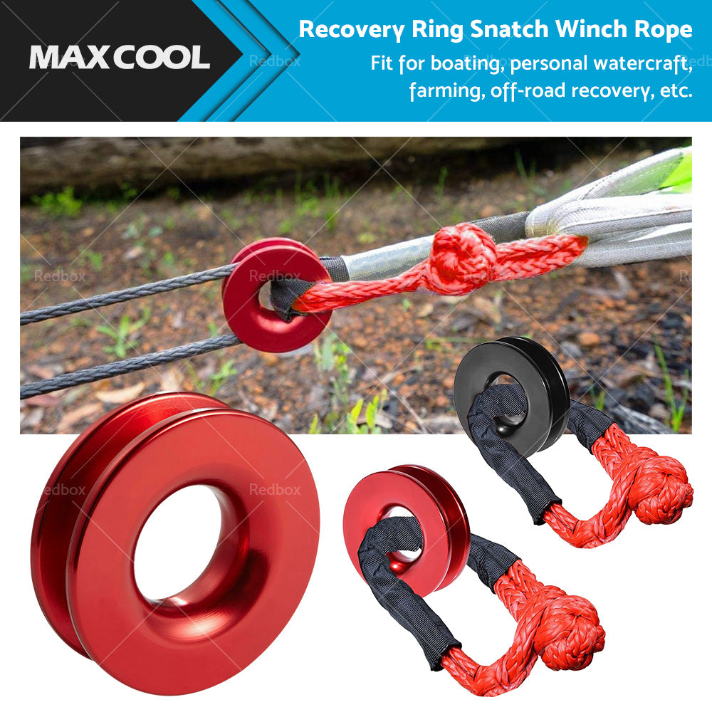 {{ 37479lbs Recovery Ring Snatch Block Pulley w/ Soft Shackle Tow Winch Rope Straps }} - Buy Car Parts Online at {{ Kaka Auto Parts }}.