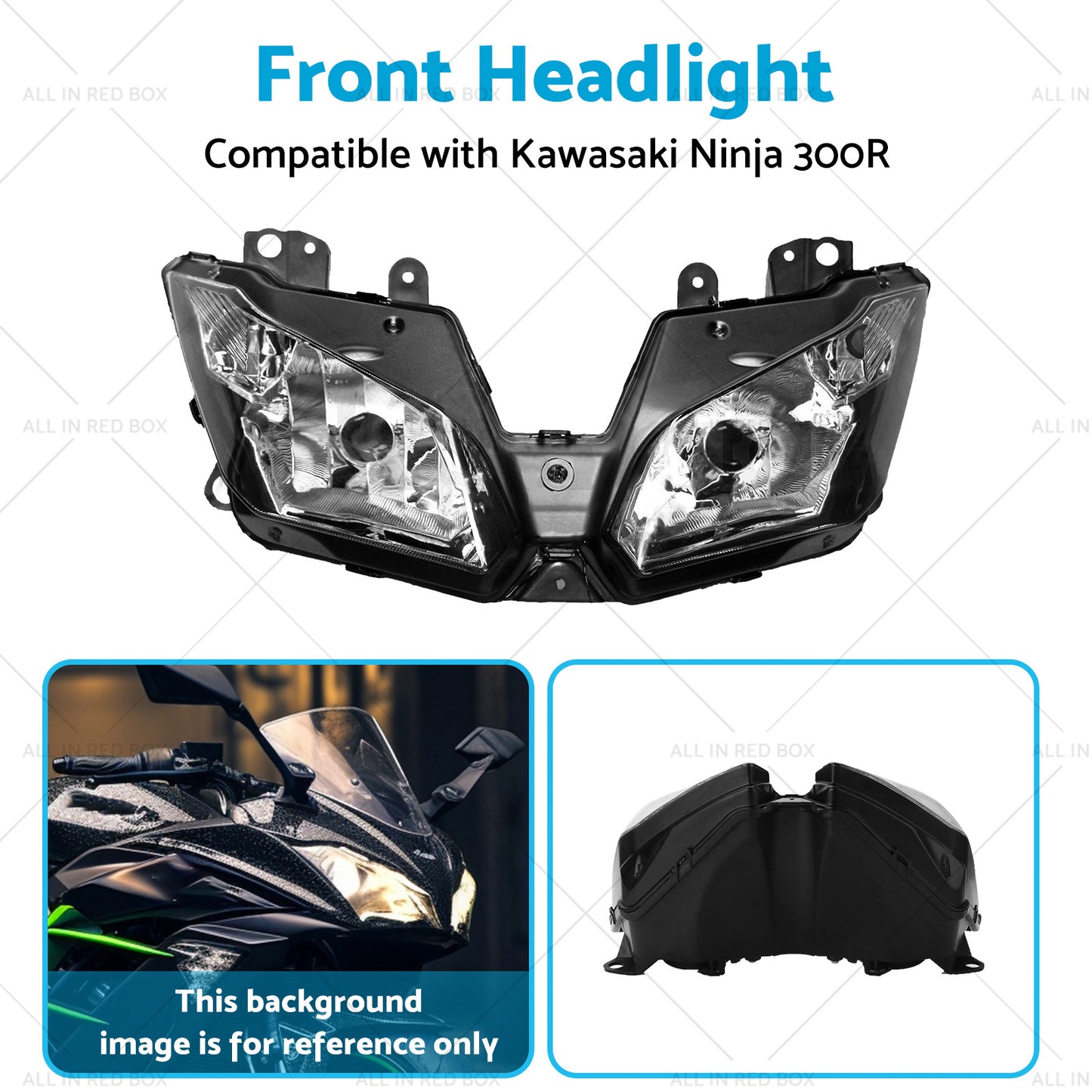 {{ Front Headlight Headlamp Assembly Suitable for Kawasaki Ninja 300R 2013-2018 }} - Buy Car Parts Online at {{ Kaka Auto Parts }}.