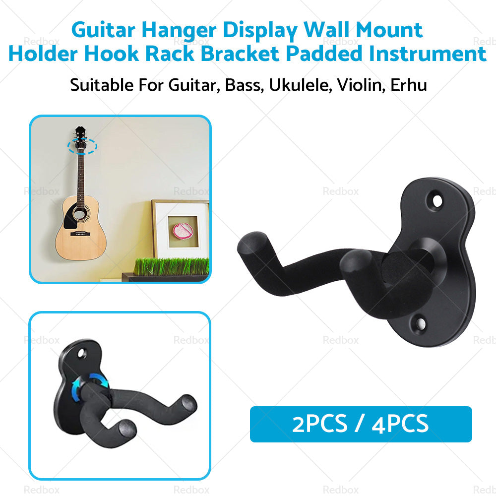 {{ Guitar Hanger Display Wall Mount Holder Hook Rack Bracket Padded Instrument }} - Buy Car Parts Online at {{ Kaka Auto Parts }}.