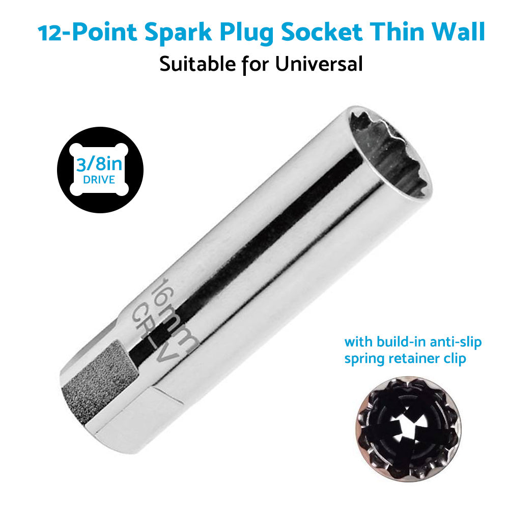 {{ 12 Point 14mm/16mm Spark Plug Socket Deep Thin Wall Removal 3/8 Drive Auto Car }} - Buy Car Parts Online at {{ Kaka Auto Parts }}.