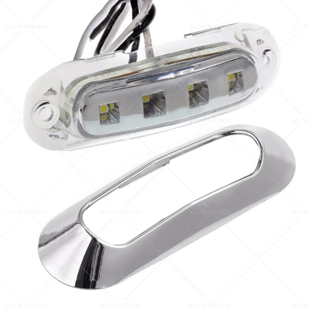{{ 10X White 4 LED Side Marker Lamp Clearance Light Truck Trailer Lorry Chrome Lamp }} - Buy Car Parts Online at {{ Kaka Auto Parts }}.