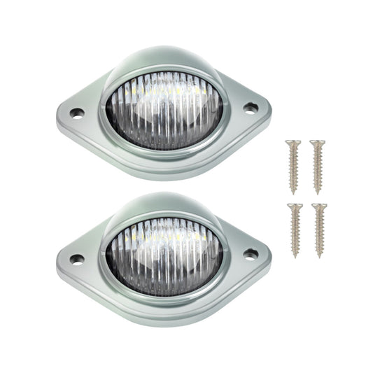 2x 12V LED Number Plate Lights Chrome Suitable For Car, Trailer, Truck, Caravan, Van & Boat