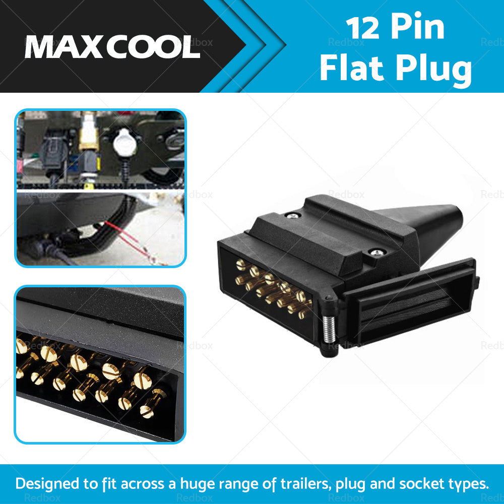 82171BL 12 Pin Flat Connector Plug Suitable For Trailer Caravan Boat Vehicle