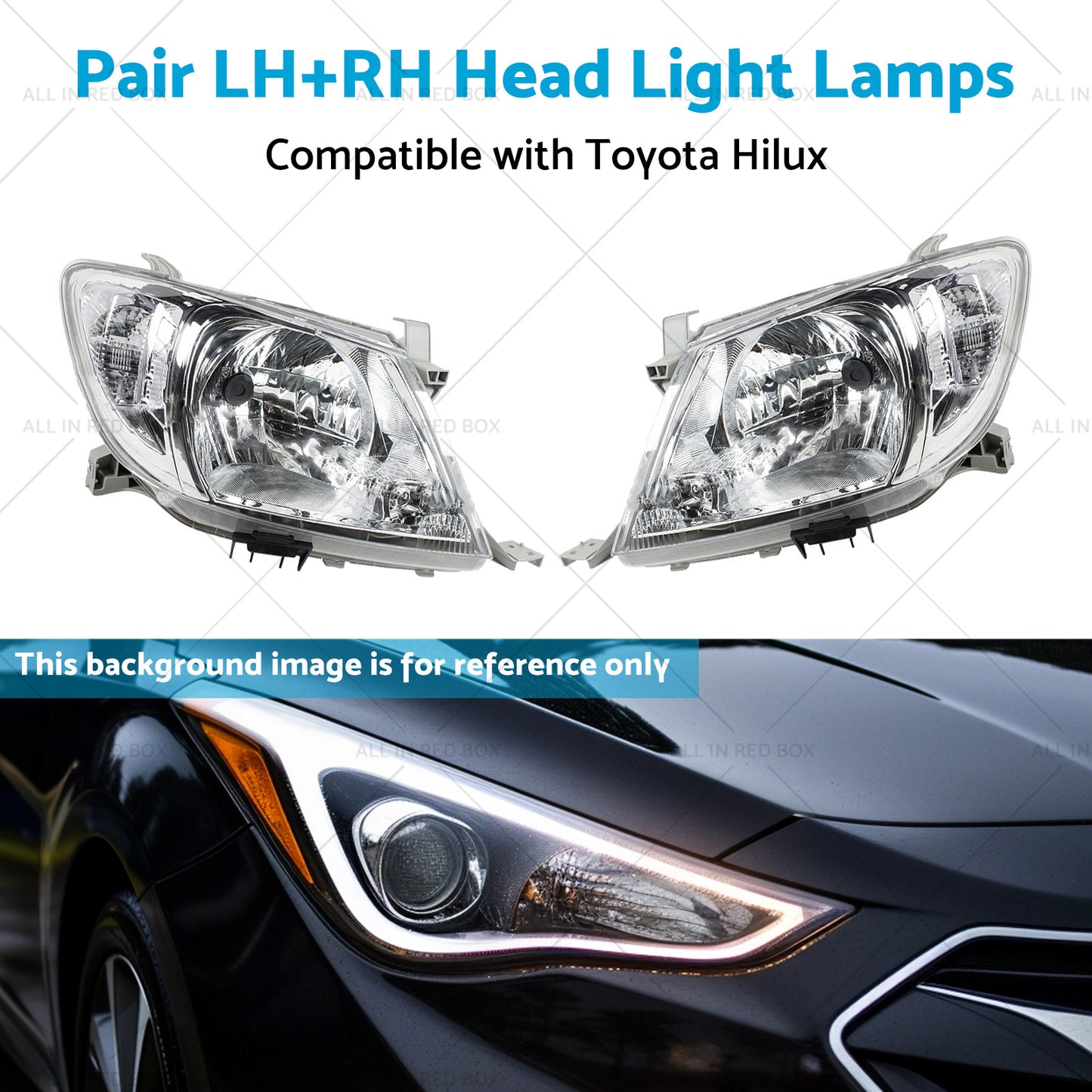 {{ Pair LHRH Head Light Lamps Suitable for Toyota Hilux Ute 2008-2012 2WD 4WD }} - Buy Car Parts Online at {{ Kaka Auto Parts }}.