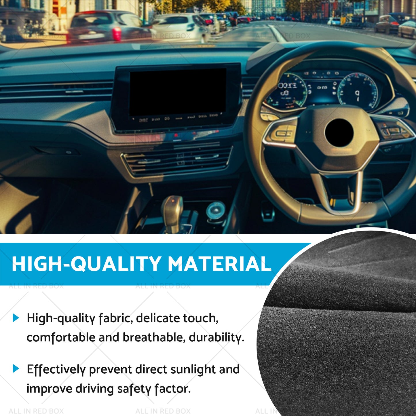 {{ Black Non-Slip Dash Mat Suitable For Skoda Octavia Mk3 2013-2020 Dashboard Cover }} - Buy Car Parts Online at {{ Kaka Auto Parts }}.