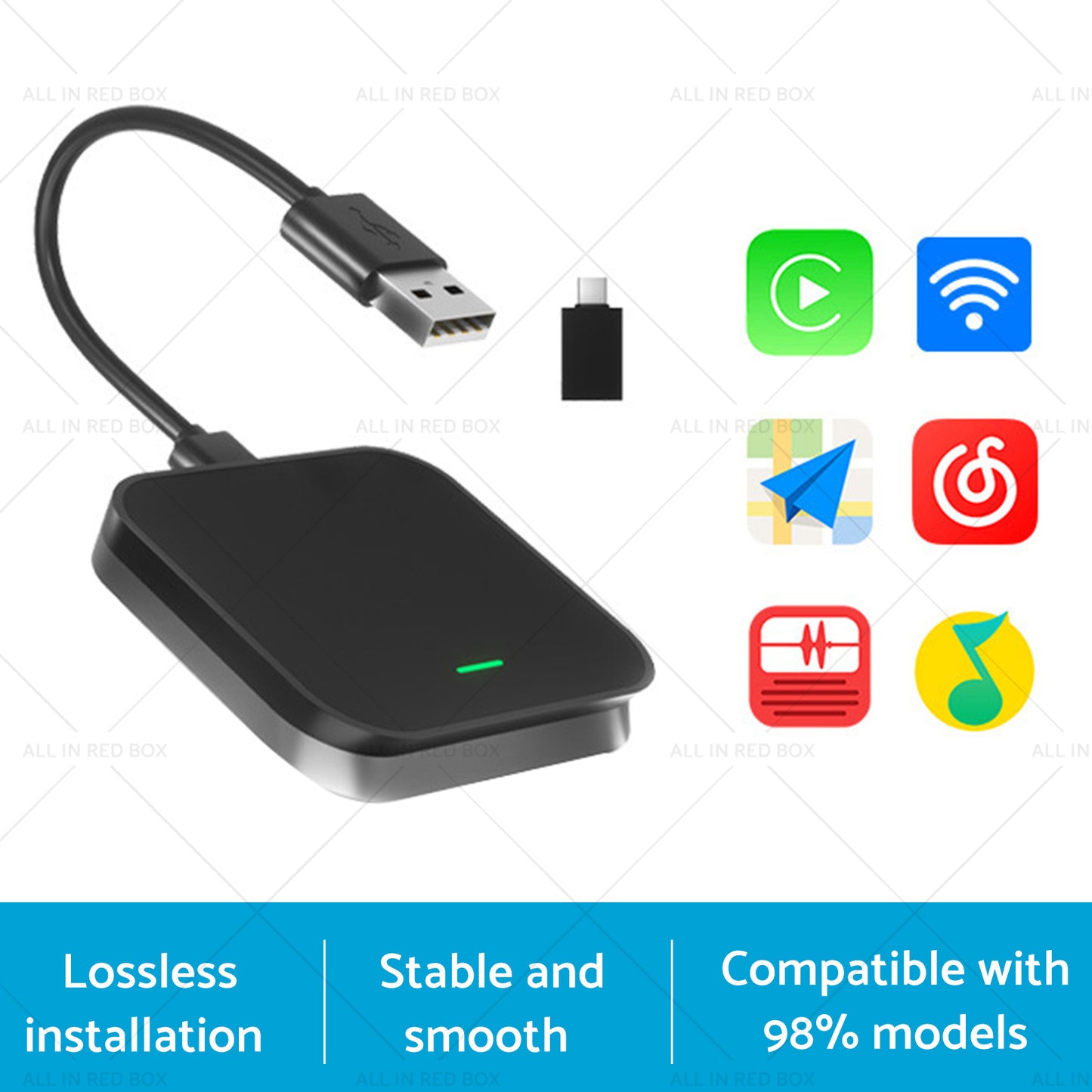 {{ Bluetooth USB Wireless Receiver Black Suitable for Apple CarPlay Adapter }} - Buy Car Parts Online at {{ Kaka Auto Parts }}.