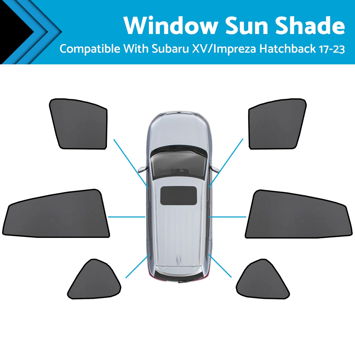 {{ Magnetic Car Window Sun Shades Suitable for Subaru XV/Impreza 2017-2023 }} - Buy Car Parts Online at {{ Kaka Auto Parts }}.