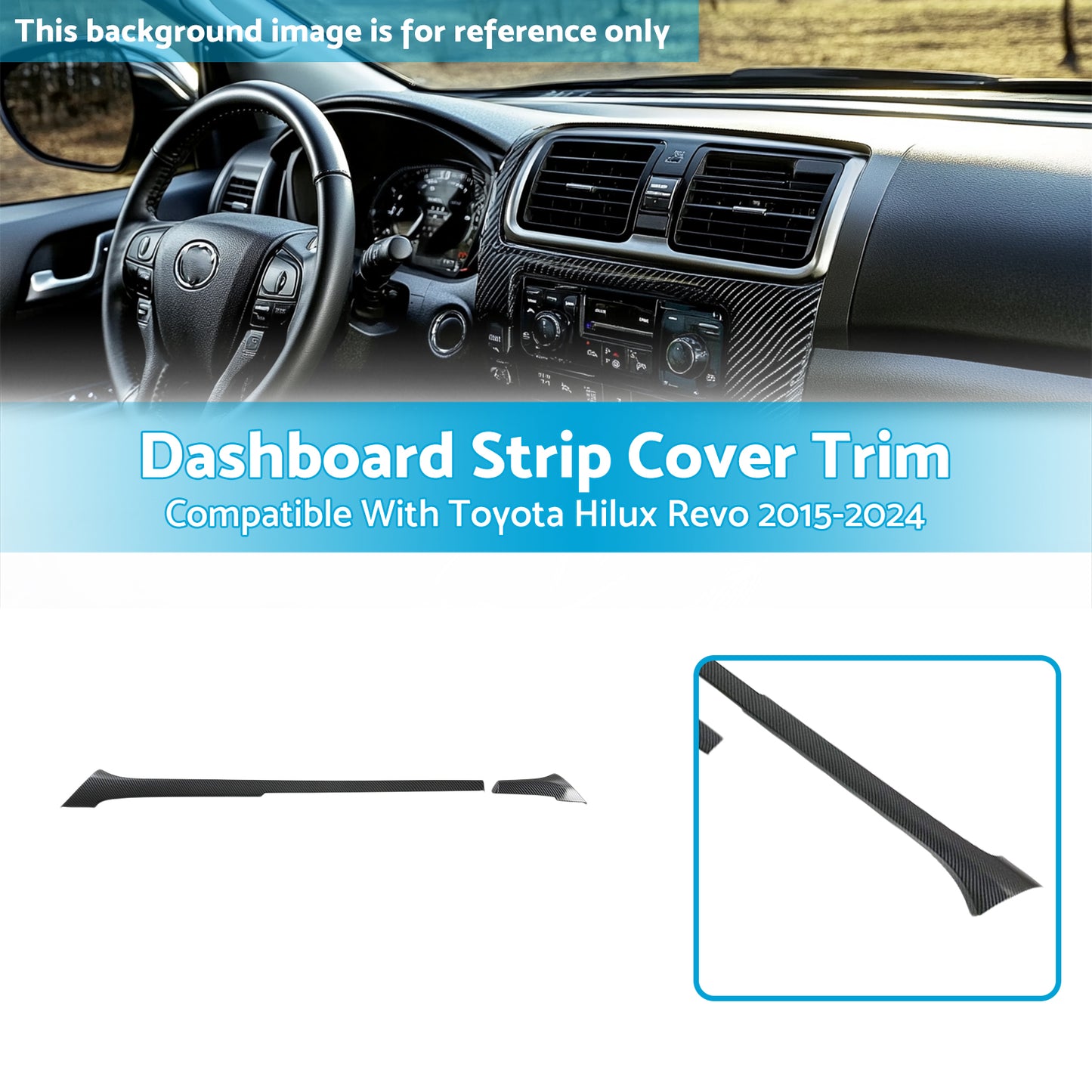 {{ ABS Carbon Dashboard Strip Cover Trim Suitable For Toyota Hilux Revo 2015-2024 }} - Buy Car Parts Online at {{ Kaka Auto Parts }}.