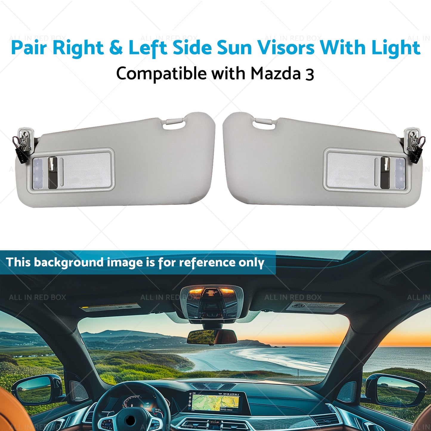 {{ BBM369270C75 2x Right and Left Side Sun Visors With Light Suitable for 10-13 Mazda 3 }} - Buy Car Parts Online at {{ Kaka Auto Parts }}.