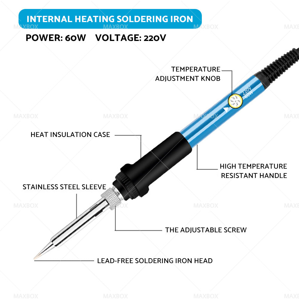 15IN1 Soldering Iron Kit 60W Electronics Welding Tool Adjustable Temperature AU