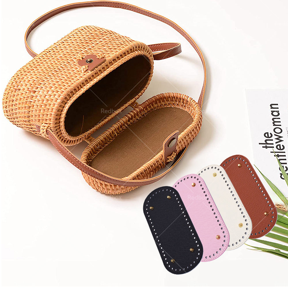 8PCS PU Leather Shaper Base Pad DIY Crochet Bag Bottom Oval Knitting Accessories