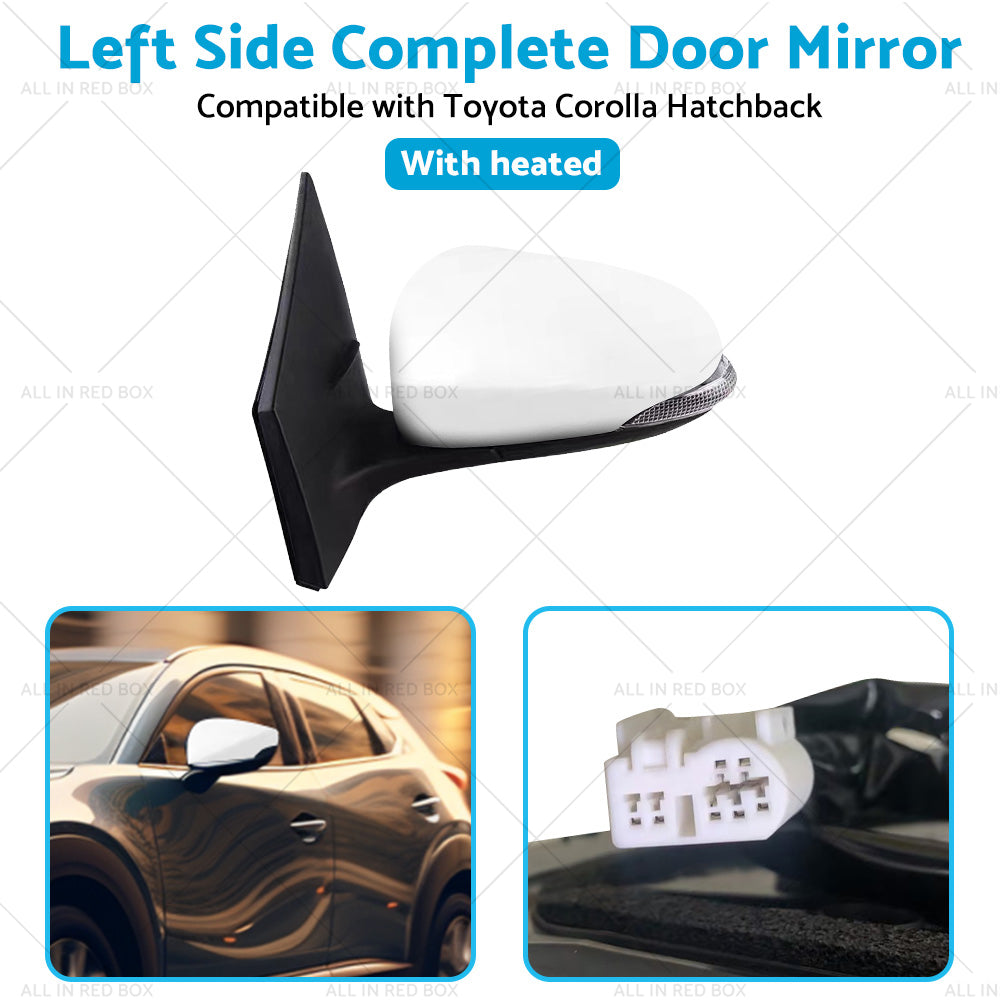 {{ Door Mirror Suitable for Toyota Corolla ZRE182 2012-2018 Hatch Left White Heated }} - Buy Car Parts Online at {{ Kaka Auto Parts }}.