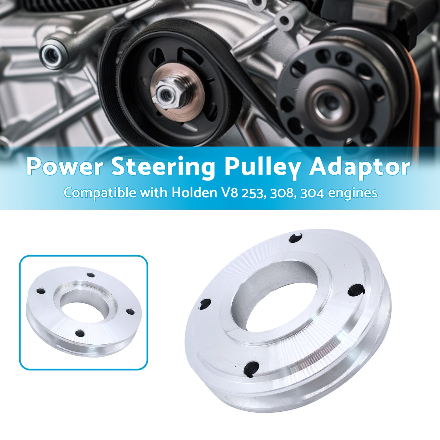{{ Power Steering Gilmer Pulley Adaptor Suitable for Holden V8 253 304 308 }} - Buy Car Parts Online at {{ Kaka Auto Parts }}.