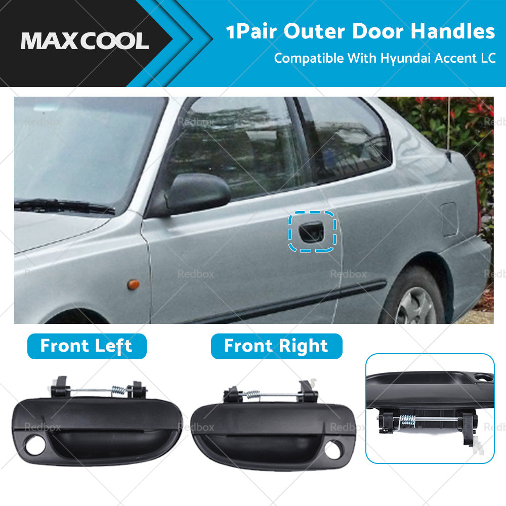 Pair FRONT LH RH OUTER Door Handle Suitable for Hyundai Accent LC 00-06 Black